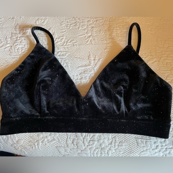 MLE KC Selena Bralette.  Black with multi color sparkles - Picture 1 of 5